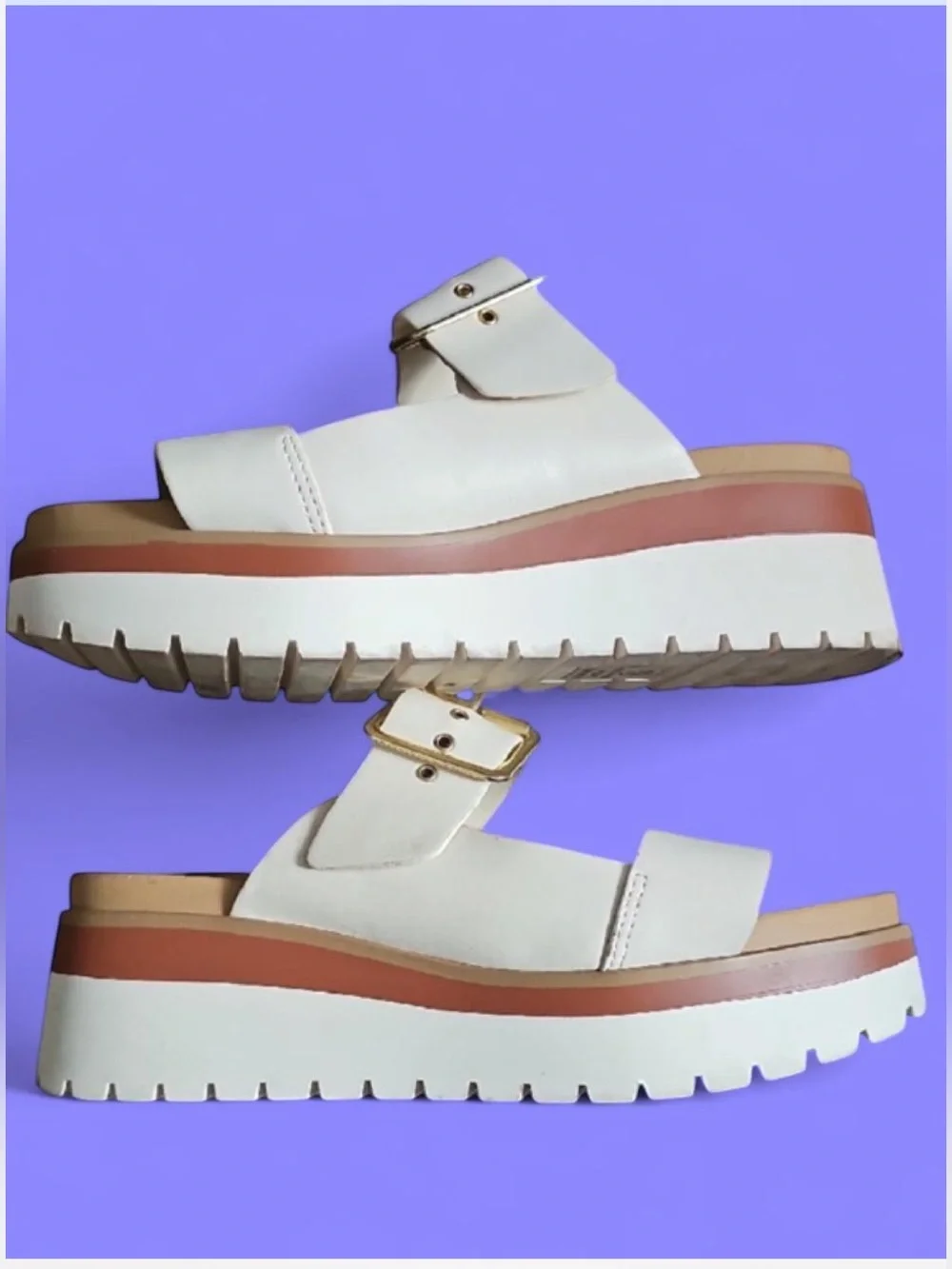 Soda Chunky White Platform Sandals size 8.5 - Y2K, Adjustable Dual Strap